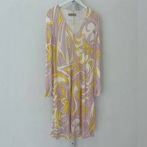 EMILIO PUCCI LAVENDER YELLOW VISCOSE DRESS MODEL 1EJH25 SIZE IT 40 / US 6